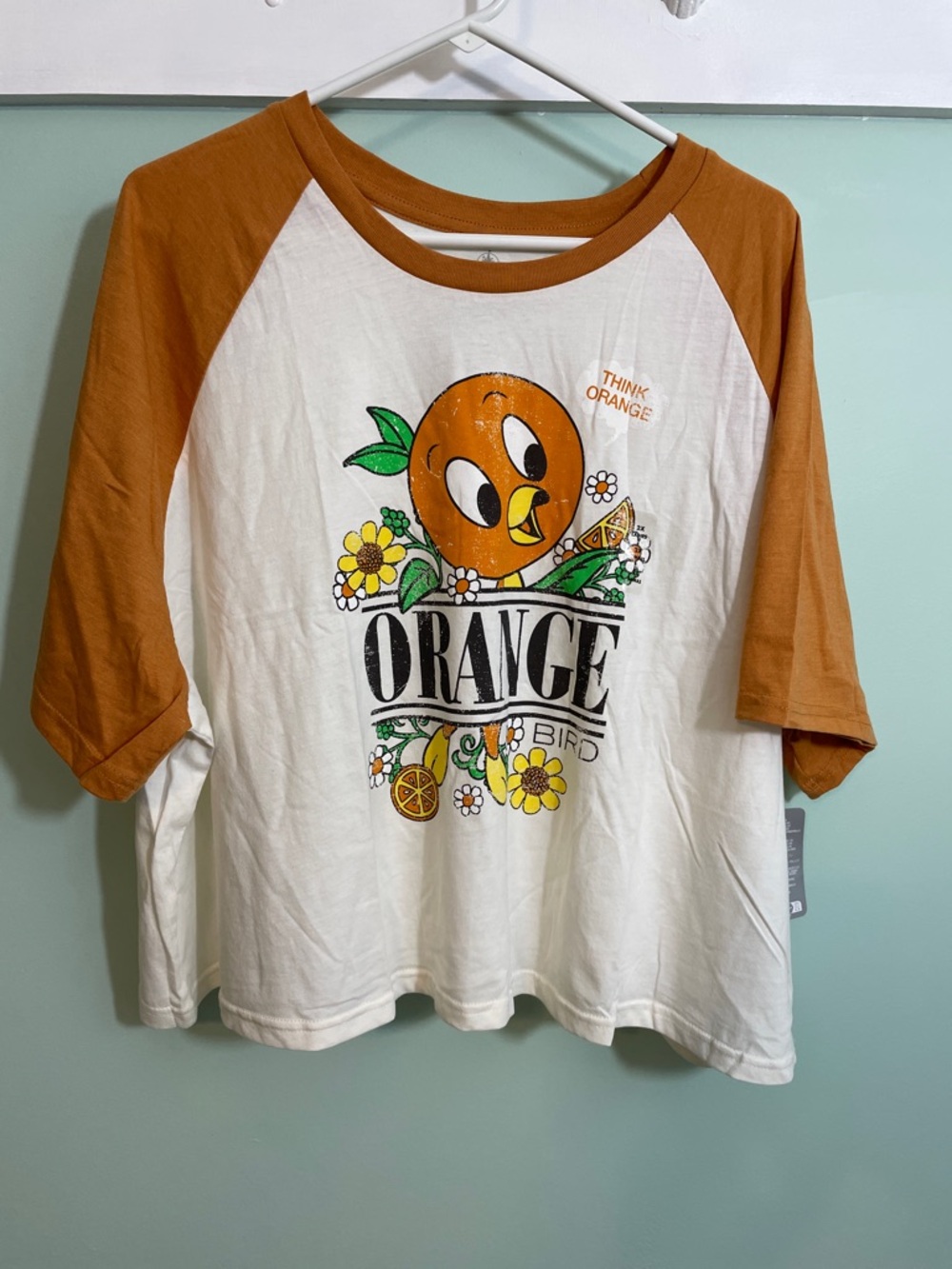 Disney Orange Bird Cropped Tee NWT 2X Think Orange